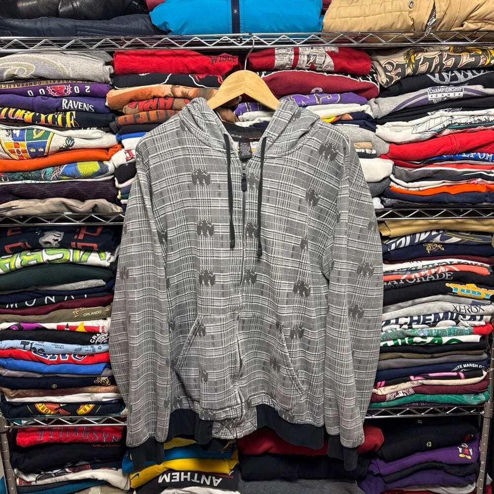 FUBU The Collection Y2K All Over Print Plaid Zip-Up Hoodie
